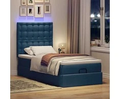 Osmanų lova su čiužiniu ir LED lemputėmis Mėlynas 100x200 cm