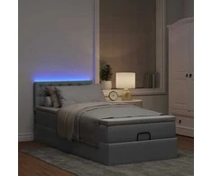 Osmanų lova su čiužiniu ir LED šviesiai pilkas 80x200cm audinys