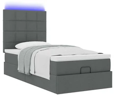 Osmanų lova su čiužiniu ir LED tamsiai pilkas 80x200cm audinys