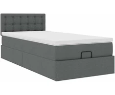 Osmanų lova su čiužiniu ir LED tamsiai pilkas 80x200cm audinys