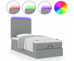 Lova Osmanų lovos rėmas su čiužiniu, pilkas, 80x200cm, audinys