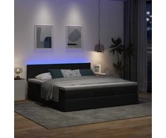 Osmanų lova su čiužiniu ir LED tamsiai pilkas 180x200cm audinys