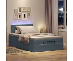 Osmanų lova su čiužiniu ir LED tamsiai pilkas 120x190cm aksomas