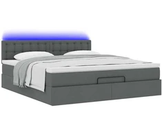 Osmanų lova su čiužiniu ir LED tamsiai pilkas 180x200cm audinys