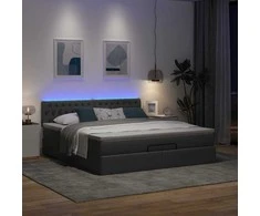 Osmanų lova su čiužiniu ir LED tamsiai pilkas 180x200cm audinys