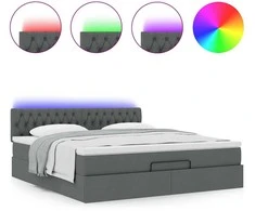 Osmanų lova su čiužiniu ir LED tamsiai pilkas 180x200cm audinys