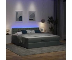 Osmanų lova su čiužiniu ir LED tamsiai pilkas 180x200cm audinys