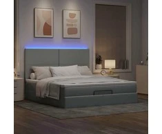 Osmanų lova su čiužiniu ir LED, šviesiai pilkas, 180x200cm