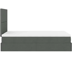 Osmanų lova su čiužiniu ir LED tamsiai pilkas 120x190cm audinys