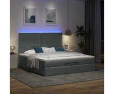 Osmanų lova su čiužiniu ir LED tamsiai pilkas 180x200cm audinys