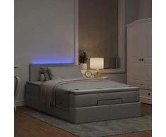 Osmanų lova su čiužiniu ir LED, taupe sp., 120x190cm, audinys