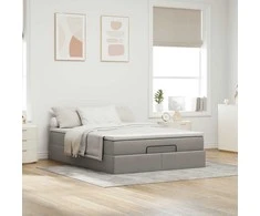 Osmanų lova su čiužiniu, taupe, 140x200cm, audinys