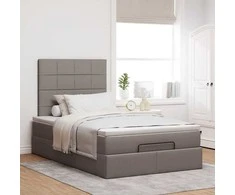 Osmanų lova su čiužiniu ir LED, taupe sp., 120x190cm, audinys