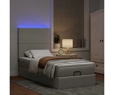 Osmanų lova su čiužiniu ir LED, taupe sp., 90x200cm, audinys