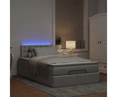 Osmanų lova su čiužiniu ir LED, taupe sp., 120x190cm, audinys