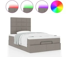 Osmanų lova su čiužiniu ir LED, taupe sp., 120x190cm, audinys