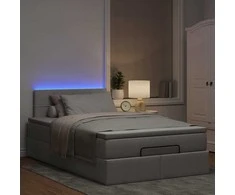 Osmanų lova su čiužiniu ir LED, taupe sp., 120x190cm, audinys