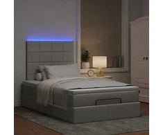 Osmanų lova su čiužiniu ir LED, taupe sp., 120x190cm, audinys