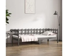 Lova, pilkos spalvos, 90x200cm, pušies medienos masyvas