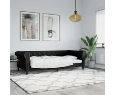 Lova Sofa, juodos spalvos, 90x190 cm, dirbtinė oda