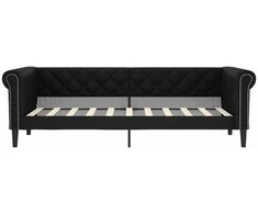 Sofa, juodos spalvos, 90x190 cm, dirbtinė oda