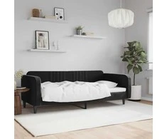 Lova Sofa, juodos spalvos, 90x200cm, aksomas