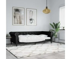 Lova Sofa, juodos spalvos, 90x200cm, dirbtinė oda
