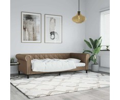 Sofa, kapučino spalvos, 90x200cm, dirbtinė oda