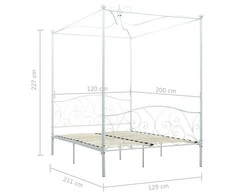 Lova su baldakimu, baltos spalvos, 120x200cm, metalas
