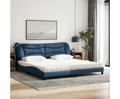 Lova su čiužiniu, mėlynos spalvos, 200x200cm, audinys