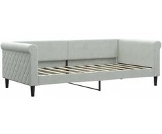 Lova su čiužiniu, šviesiai pilkos spalvos, 90x190cm, aksomas