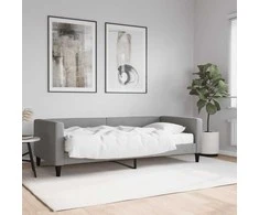 Lova su čiužiniu, šviesiai pilkos spalvos, 90x200cm, audinys