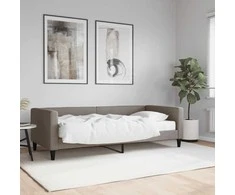 Lova su čiužiniu, taupe spalvos, 90x200cm, audinys