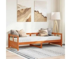Lova su čiužiniu, vaško ruda, 80x200cm, pušis