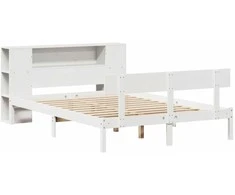 Lova su knygų spinta be čiužinio, balta, 150x200cm, pušis