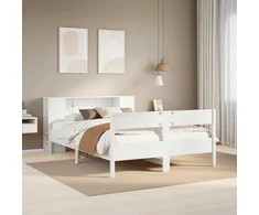 Lova su knygų spinta be čiužinio, balta, 120x190cm, pušis