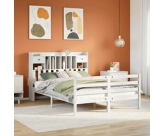 Lova su knygų spinta be čiužinio, balta, 150x200cm, pušis