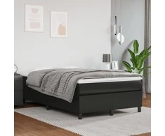 Lova su spyruoklėmis/čiužiniu, juoda, 120x200cm, dirbtinė oda