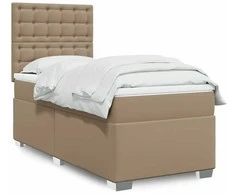 Lova su spyruoklėmis/čiužiniu, kapučino, 80x200cm, dirbtinė oda