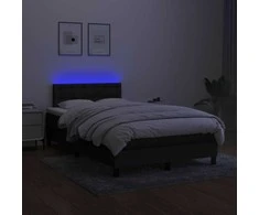 Lova su spyruoklėmis/čiužiniu/LED, juoda, 120x190cm, audinys
