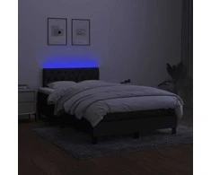 Lova su spyruoklėmis/čiužiniu/LED, juoda, 120x190cm, audinys