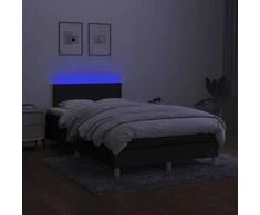 Lova su spyruoklėmis/čiužiniu/LED, juoda, 120x190cm, audinys