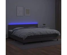Lova su spyruoklėmis/čiužiniu/LED, pilka 200x200cm dirbtinė oda