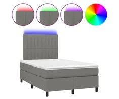 Lova su spyruoklėmis/čiužiniu/LED, pilka, 120x200cm, audinys
