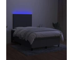 Lova su spyruoklėmis/čiužiniu/LED, pilka, 120x200cm, audinys