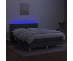 Lova su spyruoklėmis/čiužiniu/LED, pilka, 140x190 cm, audinys