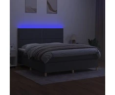 Lova su spyruoklėmis/čiužiniu/LED, pilka, 180x200 cm, audinys