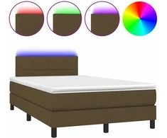 Lova su spyruoklėmis/čiužiniu/LED, ruda, 120x190cm, audinys