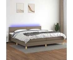 Lova su spyruoklėmis/čiužiniu/LED, taupe, 200x200 cm, audinys