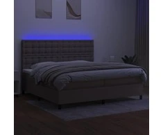 Lova su spyruoklėmis/čiužiniu/LED, taupe, 200x200 cm, audinys